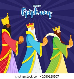 Vector illustration of Epiphany, a Christian festival, three wise men