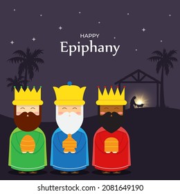 Vector illustration of Epiphany, Christian festival, three wise men