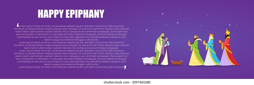 Vector illustration of Epiphany, christian festival, three wise men