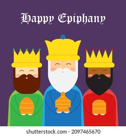 Vector illustration of Epiphany, christian festival, three wise men