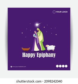 Vector illustration of Epiphany, christian festival, three wise men