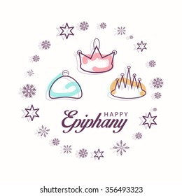 Vector Illustration of Epiphany Greetings with colorful background.