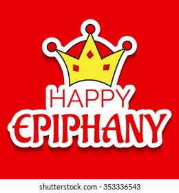 Vector Illustration of Epiphany Greetings with red background.