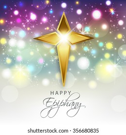 Vector Illustration of Epiphany Greetings with shiny background.