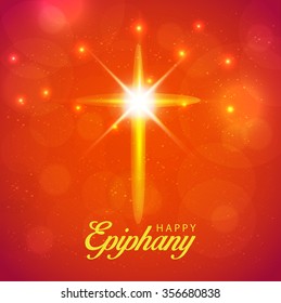 Vector Illustration of Epiphany Greetings with shiny background.