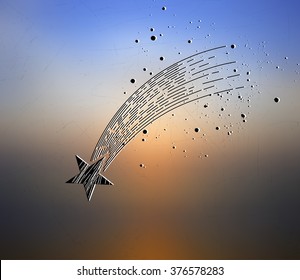 Vector illustration EPS 10. Abstract background for design. Comet, like a shooting star concept or asteroid. Vintage style.