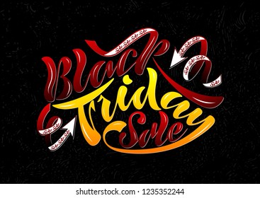 Vector illustration eps 10. Beautiful handwritten text inscription. Black friday sale. Lettering on textured background.