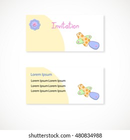 Vector illustration EPS 10 with a bird in a children's style buttons on the form for the invitation for your design