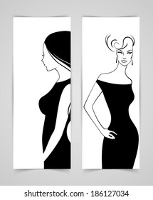 Vector illustration (eps 10) of Cards with women