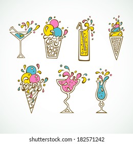 Vector illustration (eps 10) of Cocktails icons