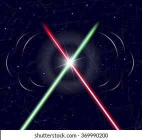 Vector illustration EPS 10. Colored rays on dark background.