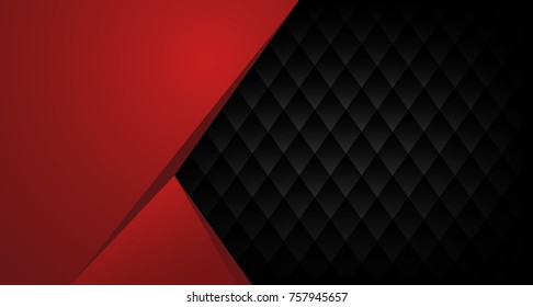 Vector illustration. EPS 10. Design of flyer, banner with red polygonal element. Black gradient rhombuses. Abstract horizontal background. Geometric luxury fond.