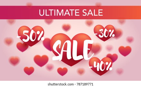 Vector illustration, eps 10 file. Valentine's day sale banner design template.
