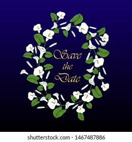 vector illustration eps 10. Floral frame made from white calla lily. Hand drawing