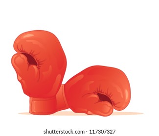 a vector illustration in eps 10 format of a pair of traditional red boxing gloves isolated on a white background