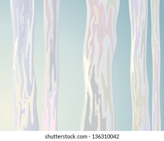 A Vector Illustration In Eps 10 Format Of Abstract Eucalyptus Tree Trunks In Sunlight With Colorful Peeling Bark