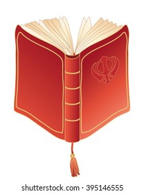 A Vector Illustration In Eps 10 Format Of A Red Prayer Book With Open Pages Golden Trim And Book Mark On A White Background