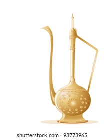 vector illustration in eps 10 format of an old arabian brass lamp with decoration on a white background