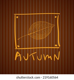 vector illustration EPS 10. frame with autumn element on a brown background with stripes