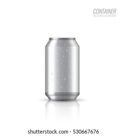 Vector illustration. EPS 10. The image of the empty layout for your design. Package design. Bottle with water drops. Mock up illustration. Bank of carbonated water. Tasty drink, can lemonade or beer.
