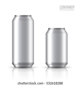 Vector illustration. EPS 10. The image of the empty layout for your design. Package design. Bottle with water drops. Mock up illustration. Bank of carbonated water. Tasty drink, can lemonade or beer.