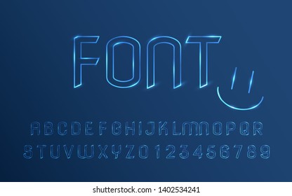Vector illustration. Eps 10. Luminous Font. Technological style. Minimalistic concept