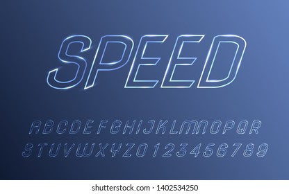 Vector illustration. Eps 10. Luminous Font. Technological style. Minimalistic concept