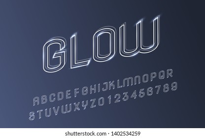 Vector illustration. Eps 10. Luminous Font. Technological style. Minimalistic concept