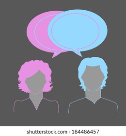 Vector illustration (eps 10) of Man and woman avatars