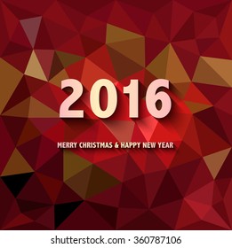 Vector illustration EPS 10. Merry Christmas And Happy New Year! New Year's wishes. Polygonal mosaic. Triangular low poly style. Template for poster.