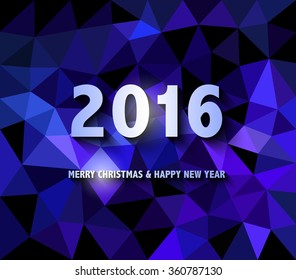 Vector illustration EPS 10. Merry Christmas And Happy New Year! New Year's wishes. Polygonal mosaic. Triangular low poly style. Template for poster.