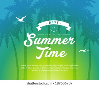 Vector illustration (eps 10) of Palm silhouettes card