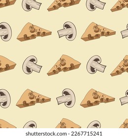 Piezas de pizza pintadas con un estilo gráfico. Patrón veloz. Útil para la identidad del restaurante, el embalaje, el diseño del menú y la decoración de interiores