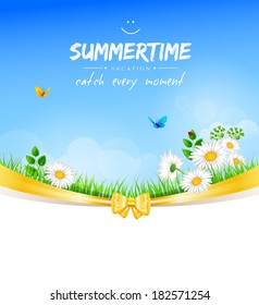 Vector illustration (eps 10) of Summer background with grass