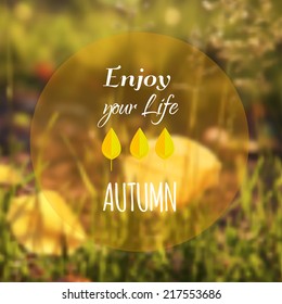vector illustration EPS 10. yellow fallen leaves lie on the grass. autumn nature background