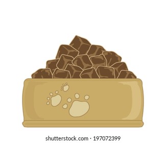 a vector illustration in eps 8 format of a ceramic bowl of dog food isolated on a white background