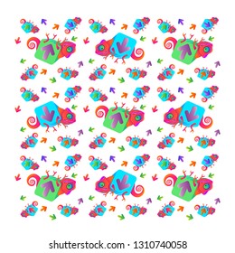 Vector illustration. EPS. Multi-colored chameleons . Pattern for kids.