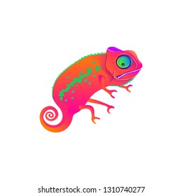 Vector illustration. EPS. Multi-colored chameleons