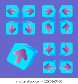 Vector illustration. EPS. Set, a collection of three-dimensional buttons with arrows with different directions.