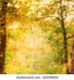 Vector illustration. EPS10. Autumn sketch with space for text on a background of blurred photos