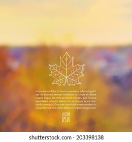 Vector illustration. EPS10. Autumn sketch with space for text on a background of blurred photos
