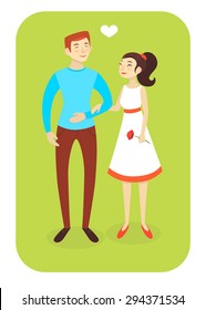 Vector illustration eps10/ caucasian man and asian woman in love