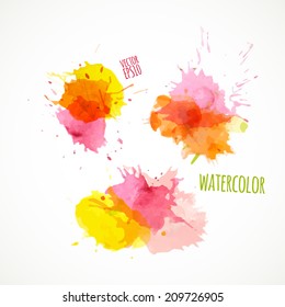 Vector illustration. Vector EPS10. Colorful watercolor splashes isolated on white background