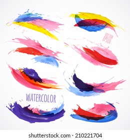 Vector illustration. Vector EPS10. Colorful watercolor splashes isolated on white background