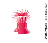 Vector illustration eps10, isolated on white background. Realistic sea animal symbol, 3d anemones. Tropical underwater aquatic creatures, cartoon cute icon. Summer travel flat sign. 