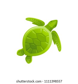 Vector illustration eps10, isolated on white background. Realistic sea animal symbol, 3d swimming sea turtle. Tropical underwater aquatic creatures, cartoon cute icon. Summer travel flat sign. 