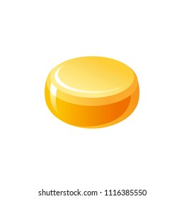 Vector illustration eps10, isolated on white background. Realistic food and drink symbol, 3d swiss cheddar cheese head healthy organic dairy product. Cartoon cute breakfast icon. Organic diet sign
