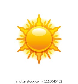 Vector illustration eps10, isolated on white background. Realistic vacation travel symbol, weather season design, 3d elegant hot sun, sunbeam. Cartoon cute sea beach icon, flat sign
