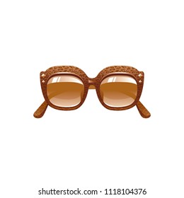 Vector illustration eps10, isolated on white background. Realistic vacation travel symbol, fashion design, 3d elegant sunglasses, sun protection. Cartoon cute sea beach icon, flat sign