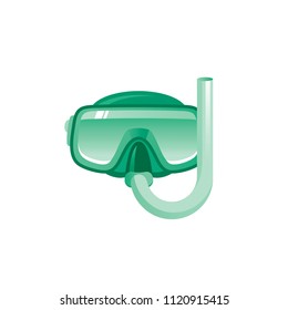 Vector illustration eps10 isolated on white background. Realistic vacation travel symbol, summer underwater sea life, diving concept, 3d scuba mask, snorkel. Cartoon cute sea beach foot icon flat sign